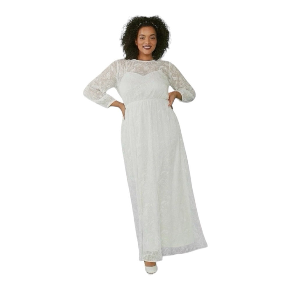 Modcloth Women's Size 1X Just The Begining Maxi Dress Lace Overlay